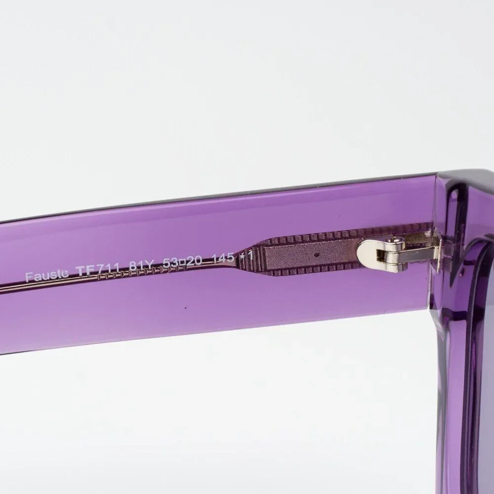 Tom Ford FAUSTO Men Sunglasses Transparent Violet Square FT0711/S 81Y BRAND NEW